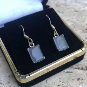 Glass rectangle earrings on French hooks
